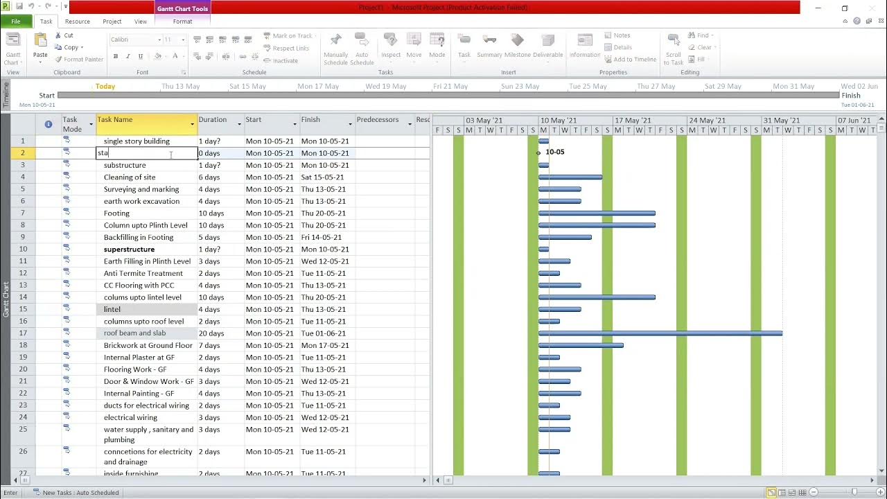 Microsoft Project Tutorial In Hindi MS Project tutorial for Civil Engineering|with Hindi subtitles|vtu