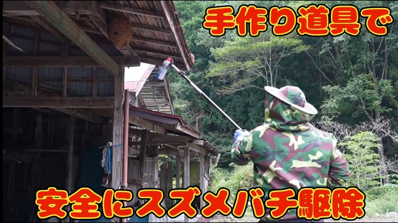 手作り道具で安全にスズメバチを駆除しました