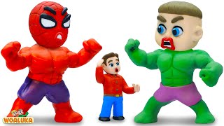 Bebé Finge Jugar Superhéroe Hulk Rojo Vs Hulk Verde! Videos Educativos | Dibujos Animados Para Niños