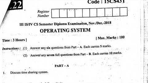 3rd /4th sem diploma operating system question paper 2018