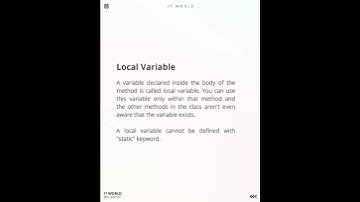 05 - Short JAVA - JAVA Variables - local variable , static variable , instance variable