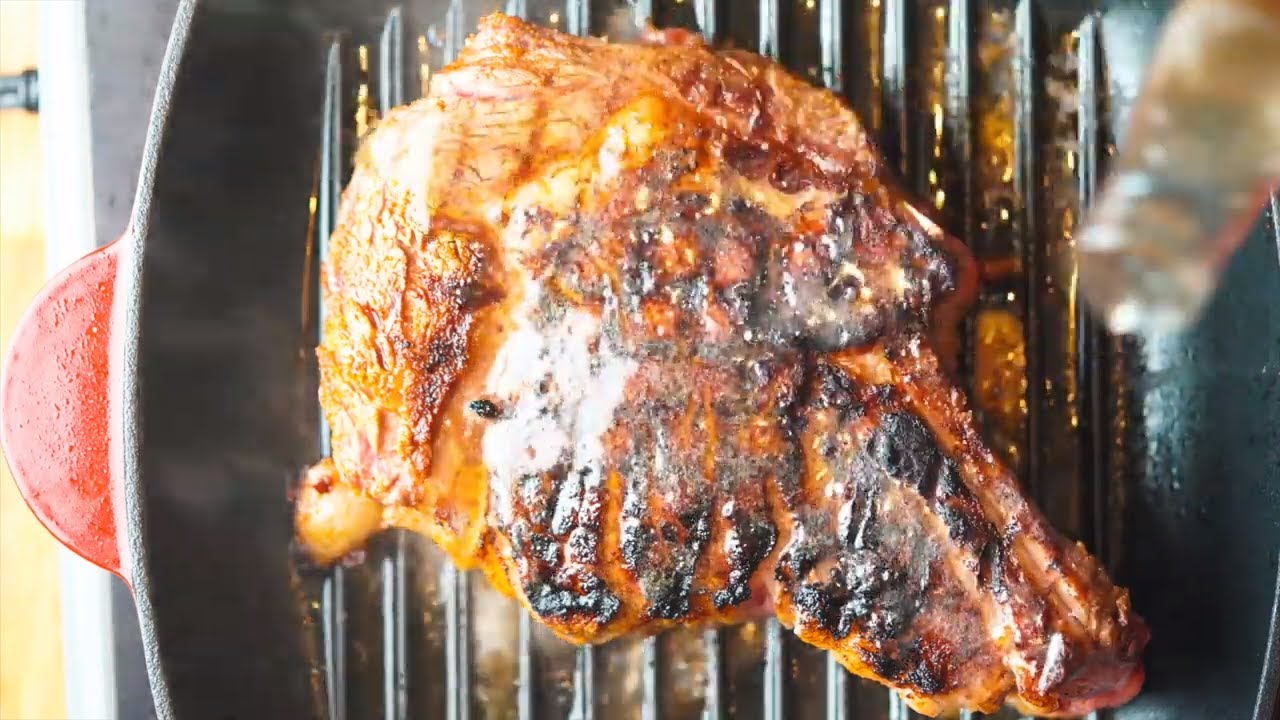 how to cook cowboy ribeye steak - YouTube