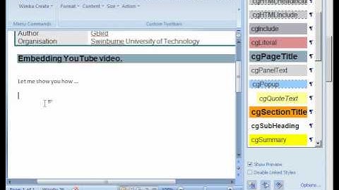 Embedding YouTube video into a Wimba Create document