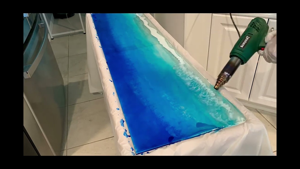 Ocean Waves Bamboo & Epoxy Resin Console Table