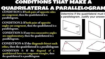 CONDITIONS THAT MAKE A QUADRILATERALS TO BE PARALLELOGRAM | Grade 9 Lesson 1 | English