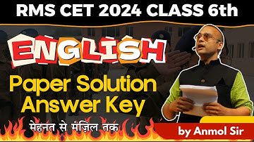 RMS English Exam Paper Solution 2024 Class 6 | RMS Answer Key Explained | Rashtriya Military School