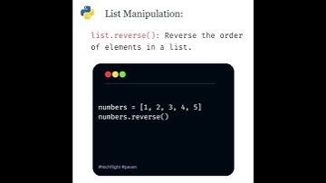 Python 💻 | List Manipulation | list.reverse() #python #coder #programming