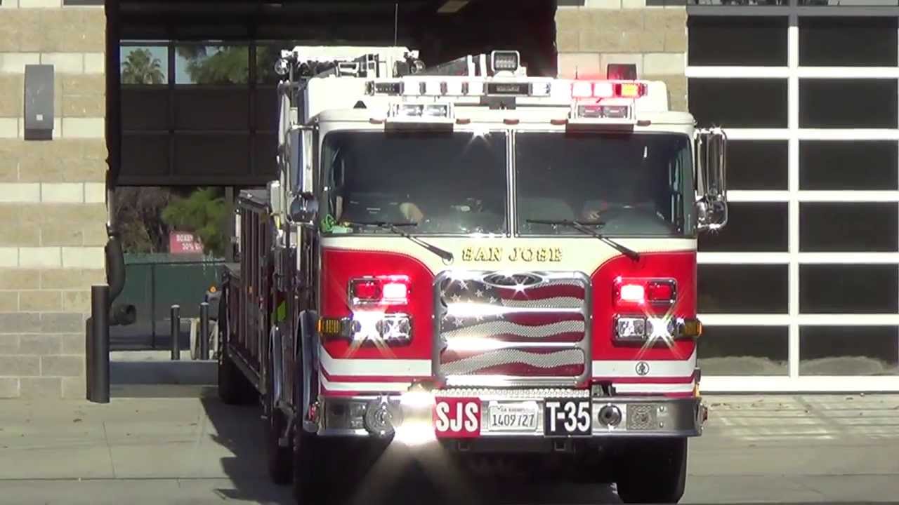 [HD] San Jose Fire Department Truck 35 Responding (12/26/13) - YouTube