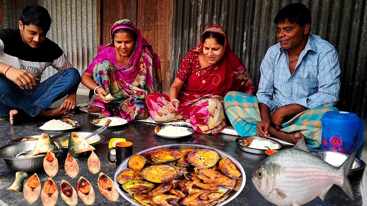 আজকে জীবনে প্রথম এত বড় ইলিশ মাছ রান্না করে খেলাম//বড় বোন আসলো বাড়িতে