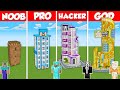 LONGEST SKYSCRAPER BASE BUILD CHALLENGE - Minecraft Battle: NOOB vs PRO vs HACKER vs GOD / Animation