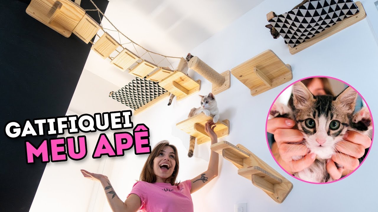 ROTINA: ADAPTANDO O APÊ para NOSSOS 4 GATINHOS! Montamos um PARQUINHO de gatos