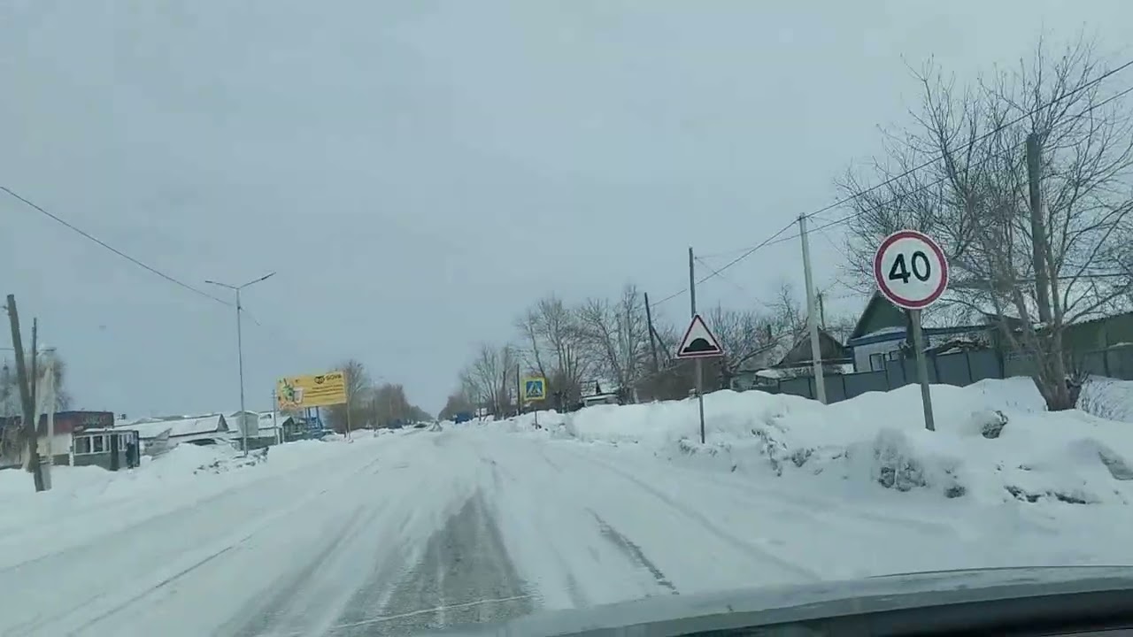 Тайынша вся в снегу. Весна, месяц март. Северный Казахстан.