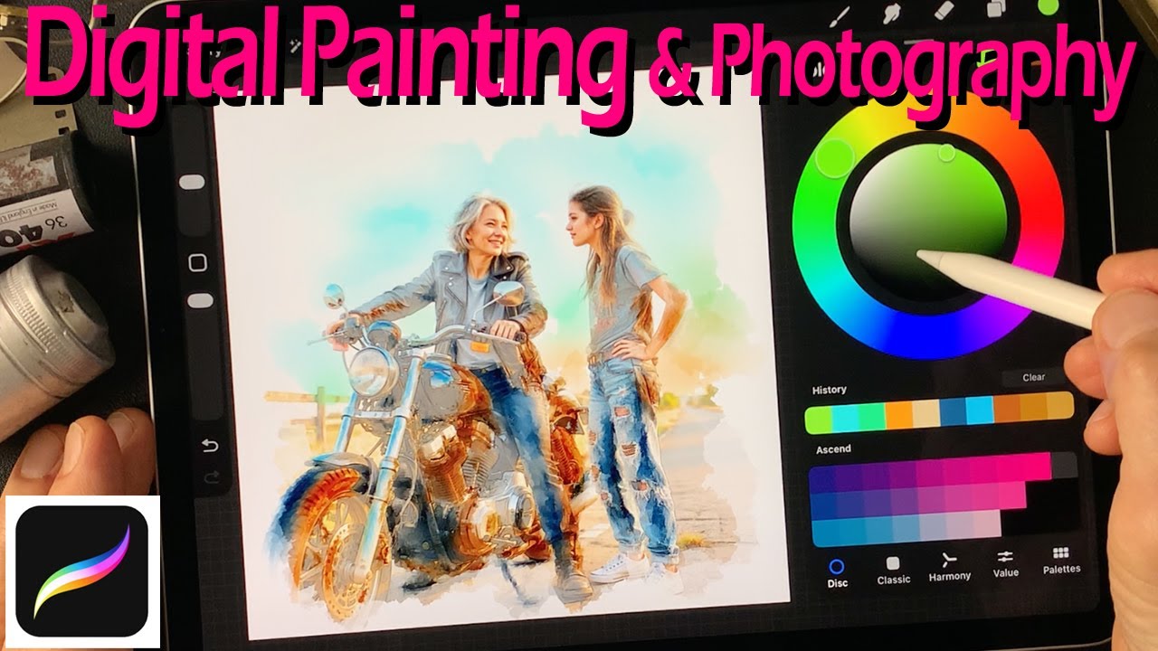 デジタルアート Motorcycle Moment | 写真から描く水彩風デジタルアート - YouTube