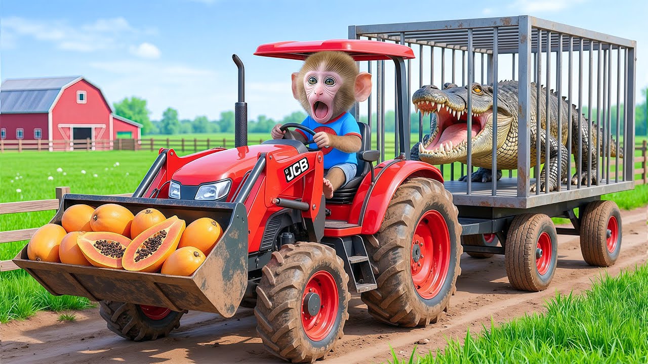 Monkey NaNa’s papaya harvest turns CHAOTIC… A giant crocodile appears—His smart move SHOCKS All!