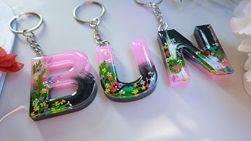 Personalized Resin Letters keychain | Keychain Letter for Beginners | Resin two color combination