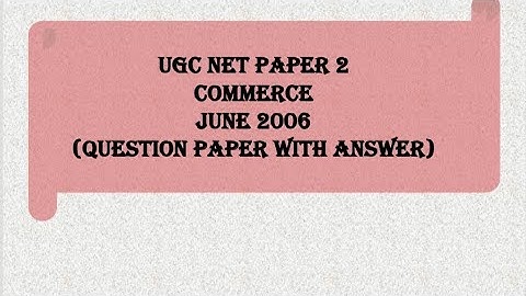 UGC NET Paper 2 (Commerce-June 2006)