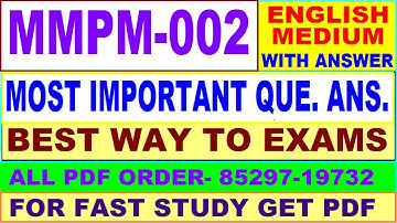 MMPM 002 important questions with answers in English || mmpm 002 Previous Year Question Paper