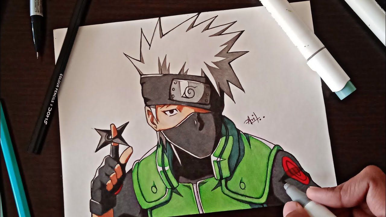 🖊️ Kakashi Hatake Desenho - Caneta BIC 