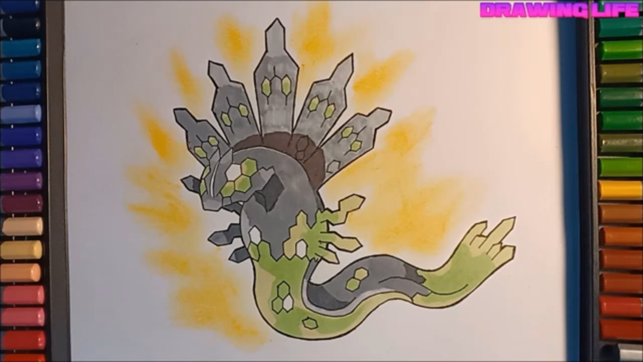 cách vẽ pokemon huyền thoại Zygarde -pokemon x và y - YouTube