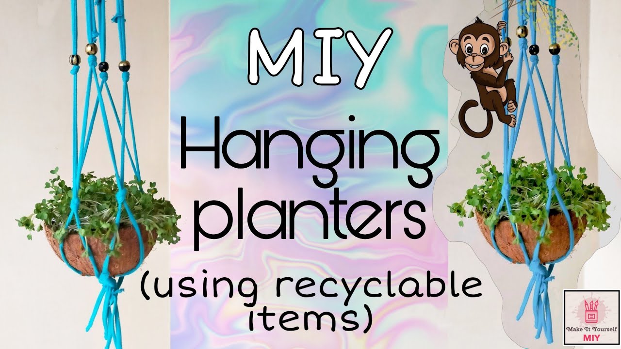 Hanging planter DIY Leggings rope planter Hanging garden makeover