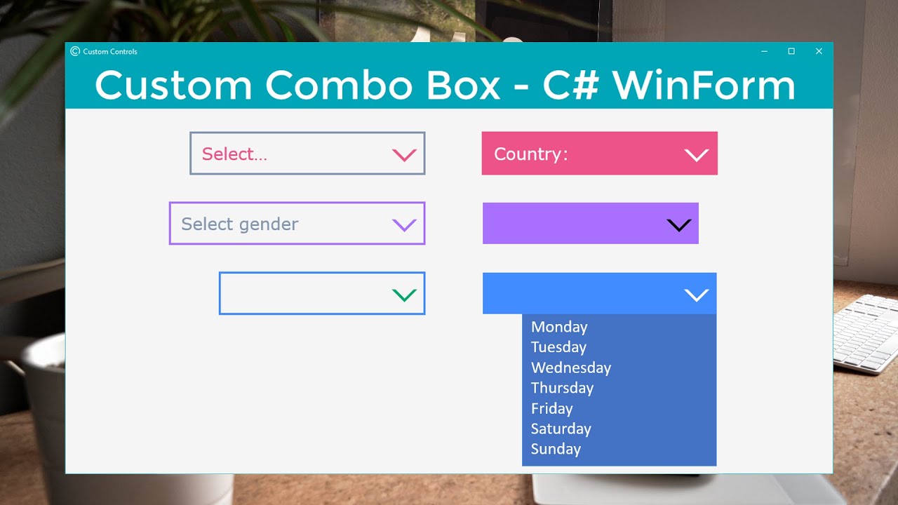combobox คือ  Update New  Custom ComboBox - Icon, Back, Text \u0026 Border Color - WinForms C#
