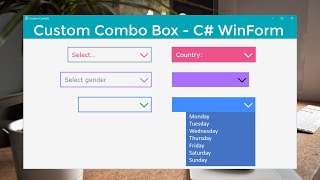 Custom ComboBox - Icon, Back, Text & Border Color - WinForms C#