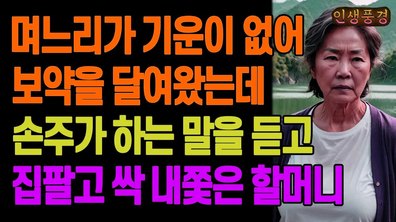 며느리가 기운이 없어 보약을 달여왔는데 손주가 하는 말을 듣고 집팔고 싹 내쫓은 할머니 노년의 삶의 지혜 행복한 노후생활 부모자식갈등 사연 이야기 오디오북