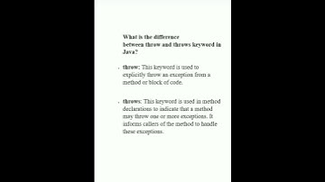 What is the difference between throw and throws keyword in Java? Java Interview Questions