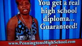 "Get a REAL hs diploma, GUARANTEED!" Funniest infomercial ever - Penningtons High School GED