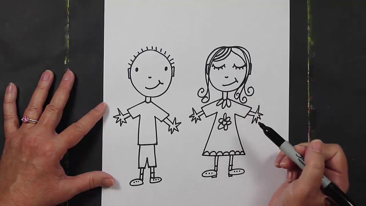 How To Draw A Cartoon Girl And Boy Step By Step For Kids Youtube