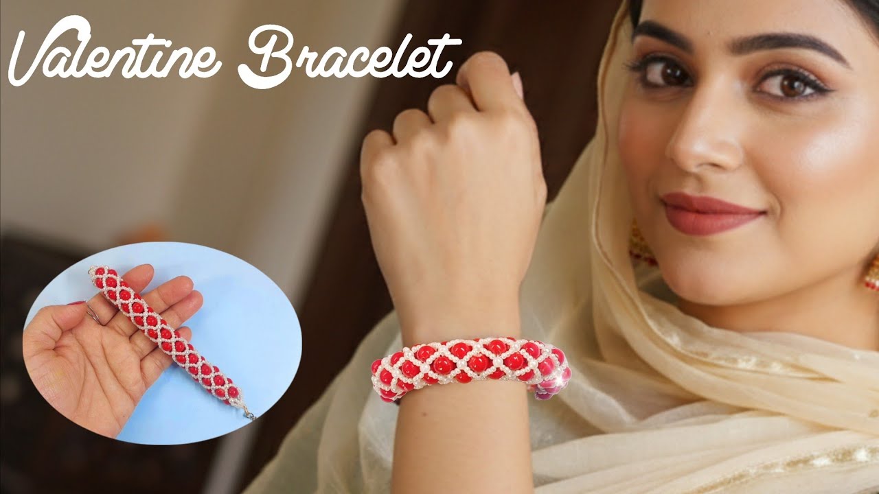 RED BEADS BRACELET FOR VALENTINE DAY 2026 #547 | HOW TO MAKE HANDMADE JEWELLERY | ORNAMENTS AT HOME