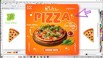 New Pizza poster design | beginner Corel draw design