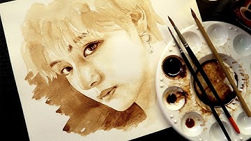 BTS | V | Kim Taehyung | Draw and paint with coffee