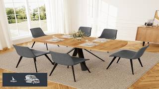 HIPIHOM Extendable Dining Table Set for 6 People 47.2'' 63'' MDF Kitchen Table