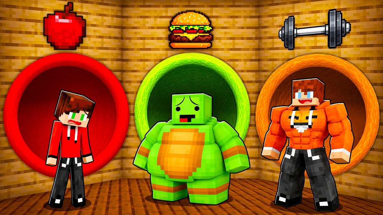 Zjeżdżalnia CHUDY vs GRUBY vs SILNY w Minecraft! (Sebek, Niko, SmileSlow)