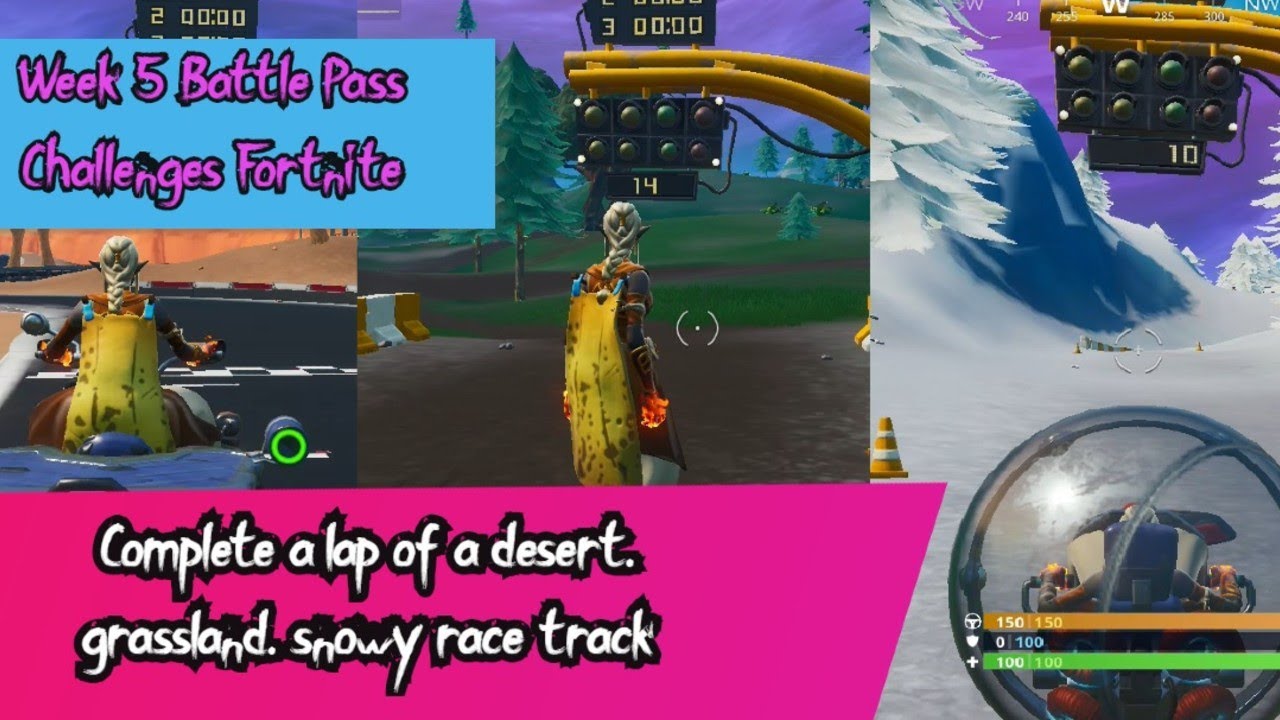 Complete a Lap of a Desert, Grassland, Snowy Race Track Week 5 Battle Pass Challenges