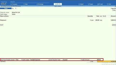 Tally Add On : Auto Freight Journal Voucher Creation in Sales Invoice in Tally Prime software.