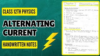 Alternating Current Notes PDF || Class 12th Physics Chapter 7 Handwritten Notes