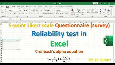 5 point Likert scale Questionnaire survey Reliability test in Excel using Cronbach