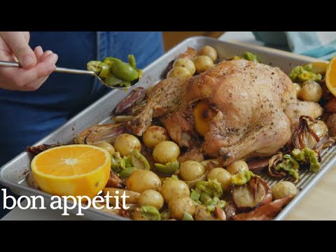 Roast Chicken with Fennel and Olives | Effortless Entertaining | Bon Appetit - Roast chicken is the perfect dish for a crowd. Contributing Editor Allison Roman recommends slow-roasting with fennel and fingerling potatoes. Castelvetrano oli