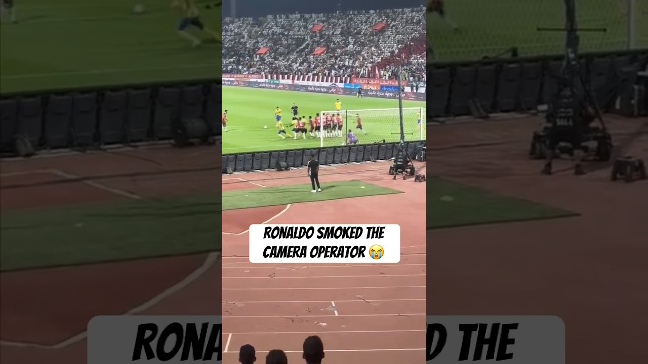 You good bro? 😂💀 Ronaldo's Free kick hit the camera man
