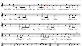 Maroon 5 - Girls Like You ft. Cardi B, C-Instrument Sheet Music