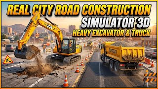 👷 Real City Road Construction Simulator 3D 🚧 | Heavy Excavator & Truck - Android Gameplay screenshot 5