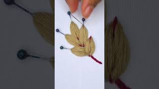 Cute leaf embroidery trick with pins! #shorts #embroidery #viral #satisfying #trending #cute #diy