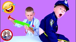 Doctor set toys | Back pain! | Mike and Jake pretend play | Doctor kit  डॉक्टर सेट | العاب دكتور screenshot 4