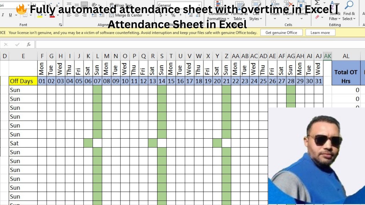 🔥 Fully automated attendance sheet With overtime in Excel | Attendance Sheet in Excel