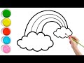Rainbow Cloud 🌈☁️ Drawing and Coloring for kids | Learn how to draw and color