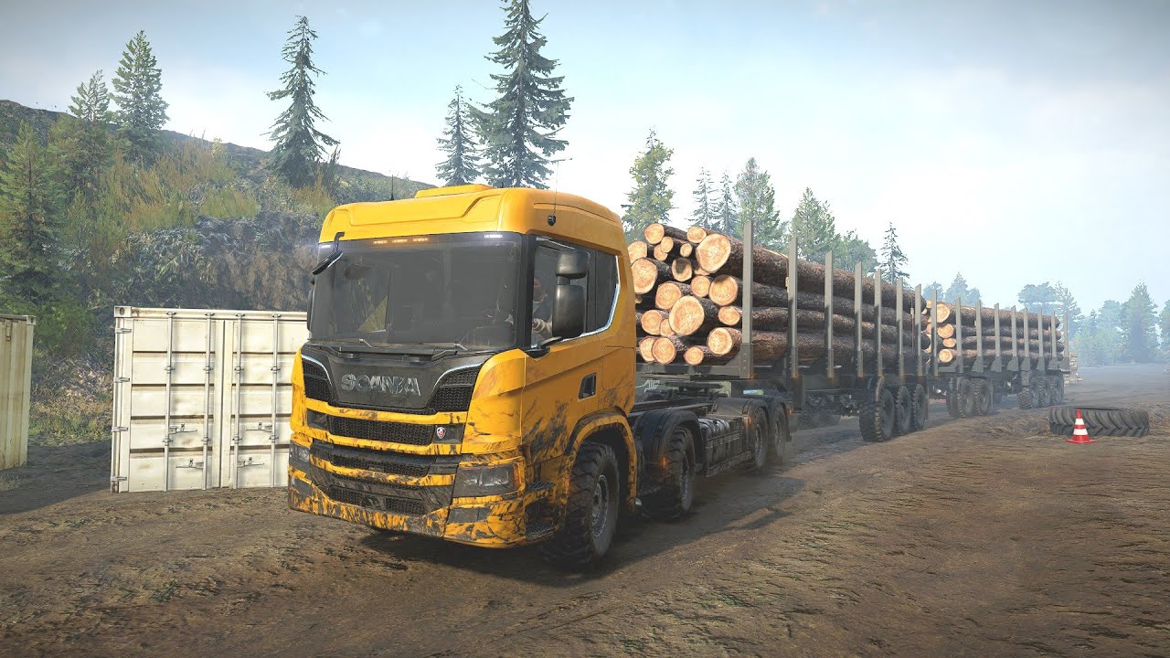 Delivery Logging Through muddy Roads with monster truck SCANIA | SnowRunner | EnhCrea 