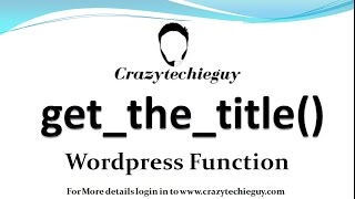 get_the_title() | Wordpress function