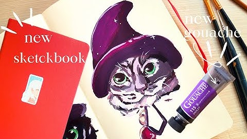 Trying ShinHan Gouache for the first time ✨ Swatching & Cute Cat Portrait Painting